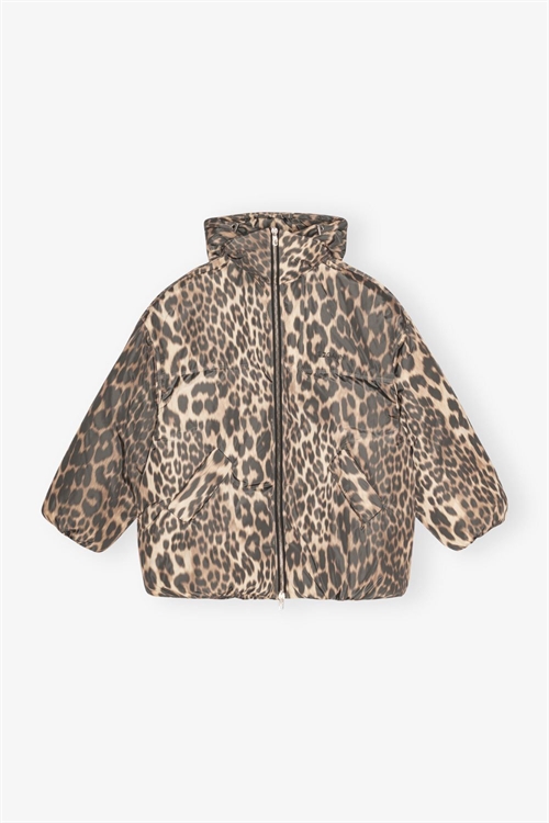 GANNI W0115 LEO PUFFERS MIDI JACKET ALMOND MILK